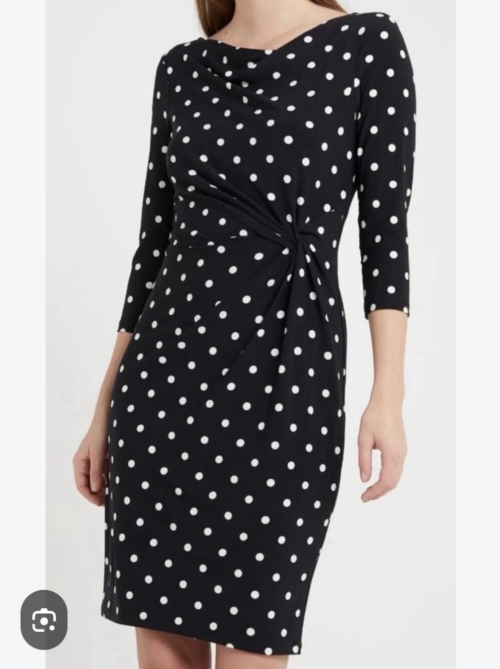 Ralph Lauren Black Polka Dot Twist-Waist Dress